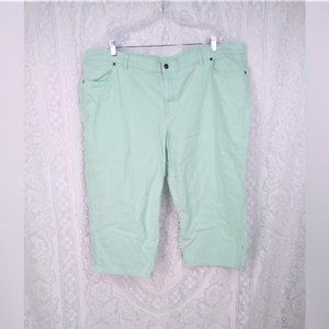 Basic Editions Aqua Blue Capris Plus Size 24W
